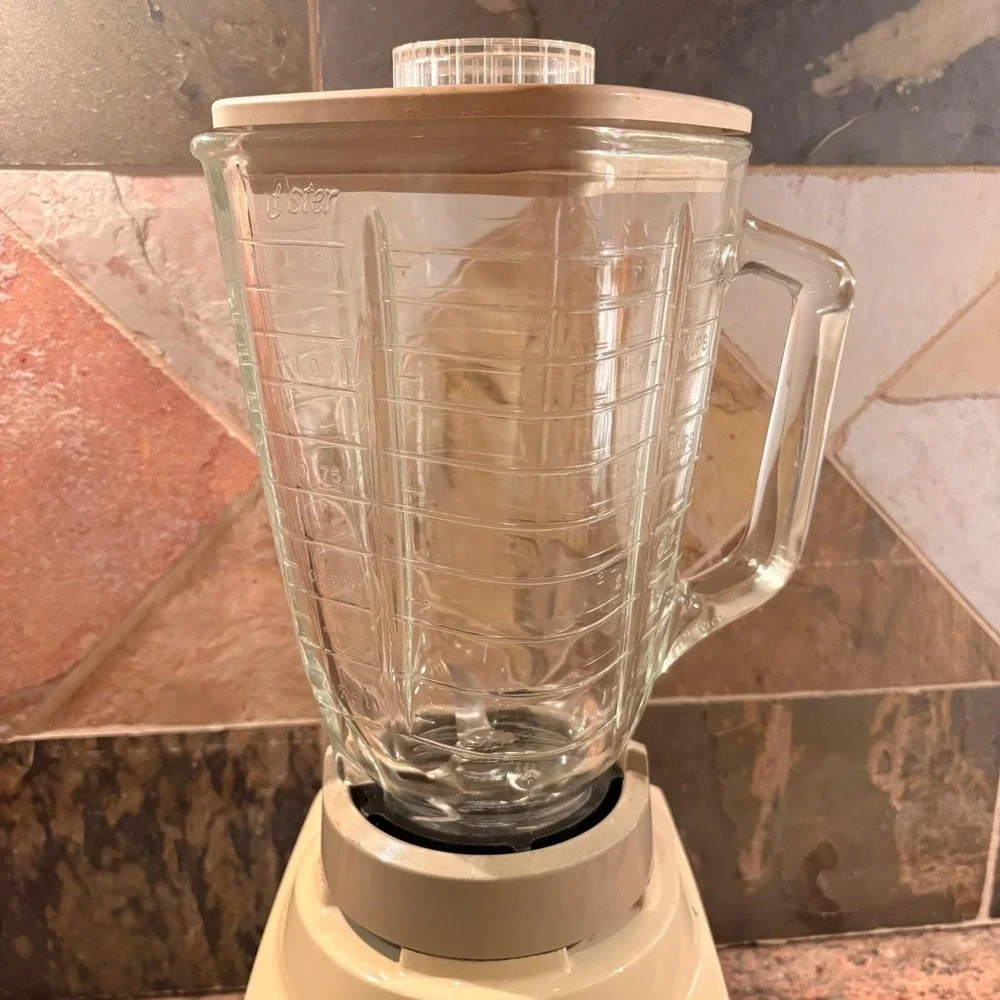 Vintage 70s Osterizer Cycle 10 Speed Blender Model 828 Almond Glass Pitcher